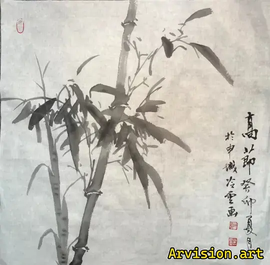 Bamboo ink painting, Chinese traditional Chinese painting works