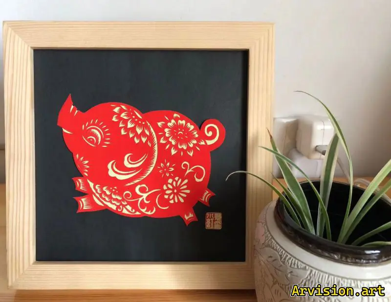 Chinese paper-cutting twelve zodiac animals series pigs