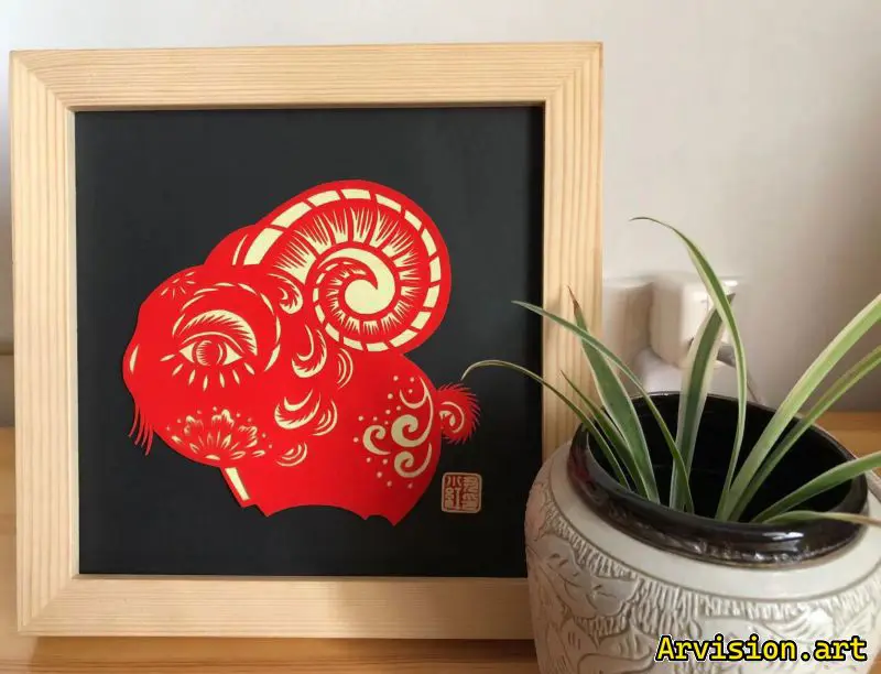 Chinese paper-cutting twelve zodiac animals series sheep