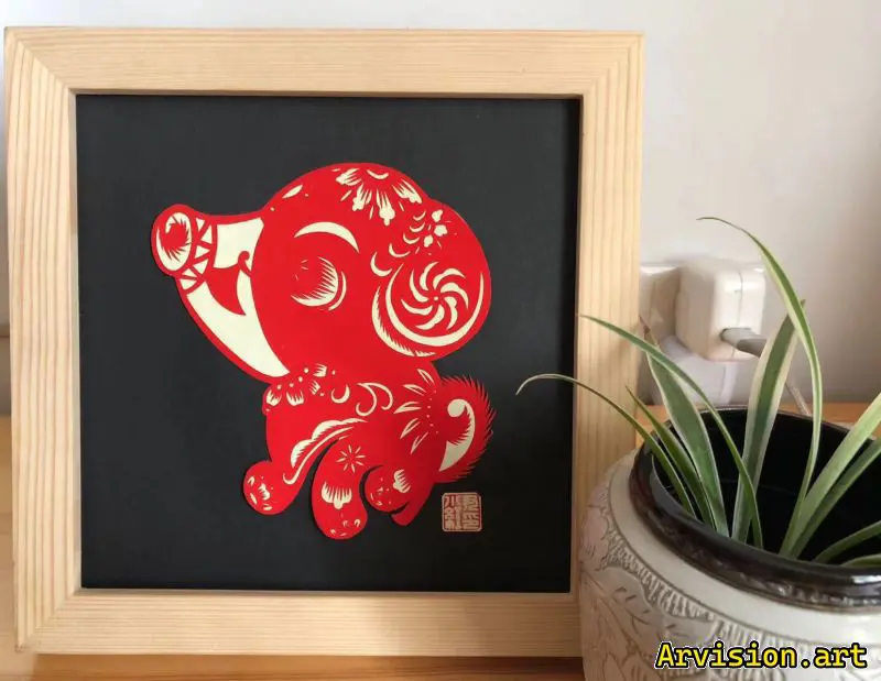 Chinese paper-cutting twelve zodiac animals series dogs