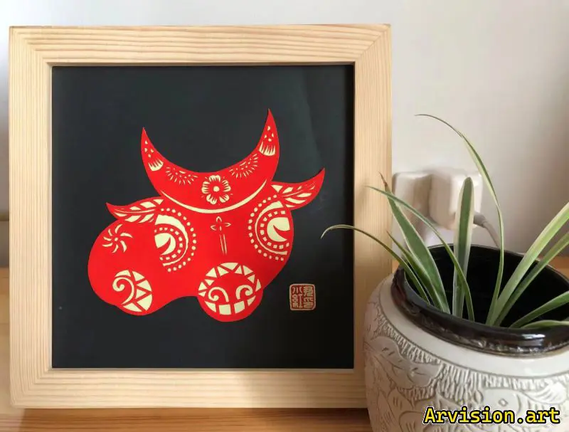 Chinese paper-cutting twelve zodiac animals series cattle