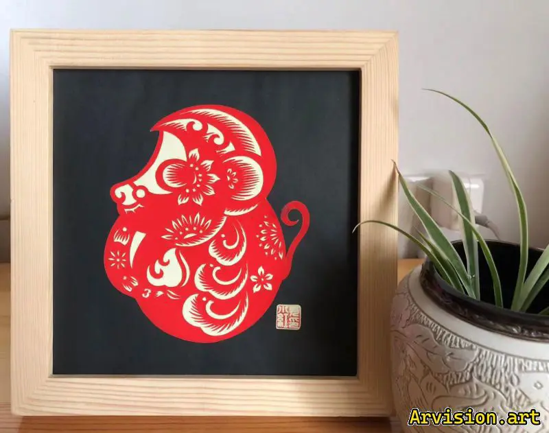 Chinese paper-cutting twelve zodiac animals series monkeys