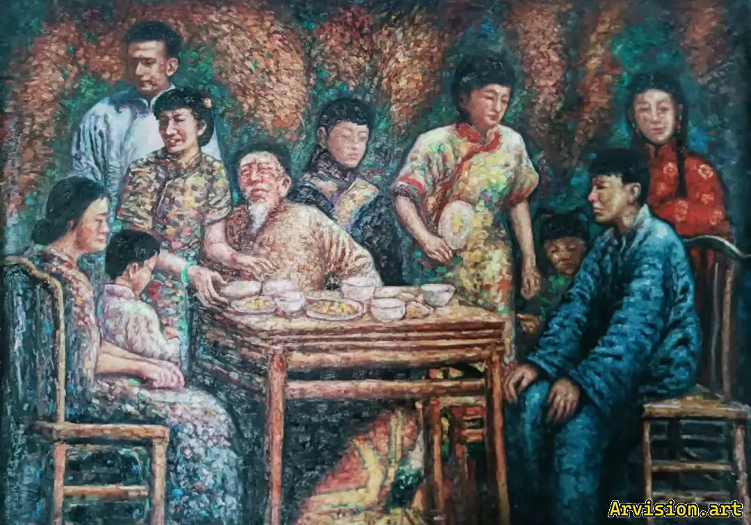 Wang Lin's oil painting works and family style