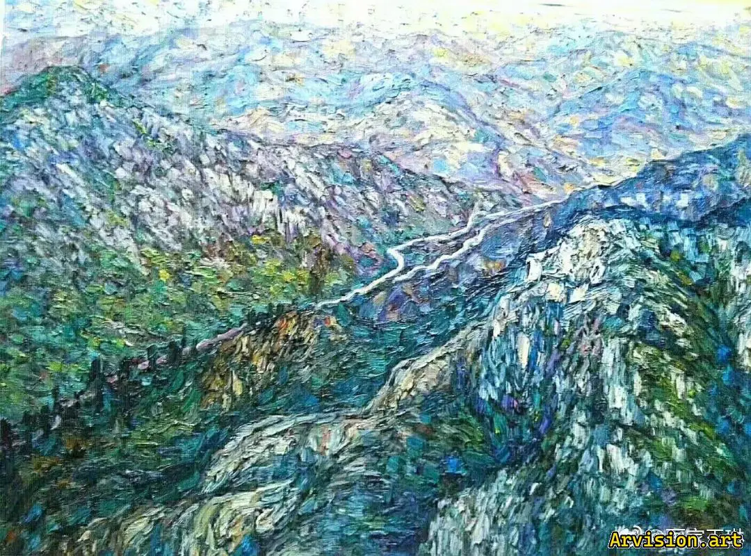 Wang Lin's oil painting of the majestic Dabie Mountains