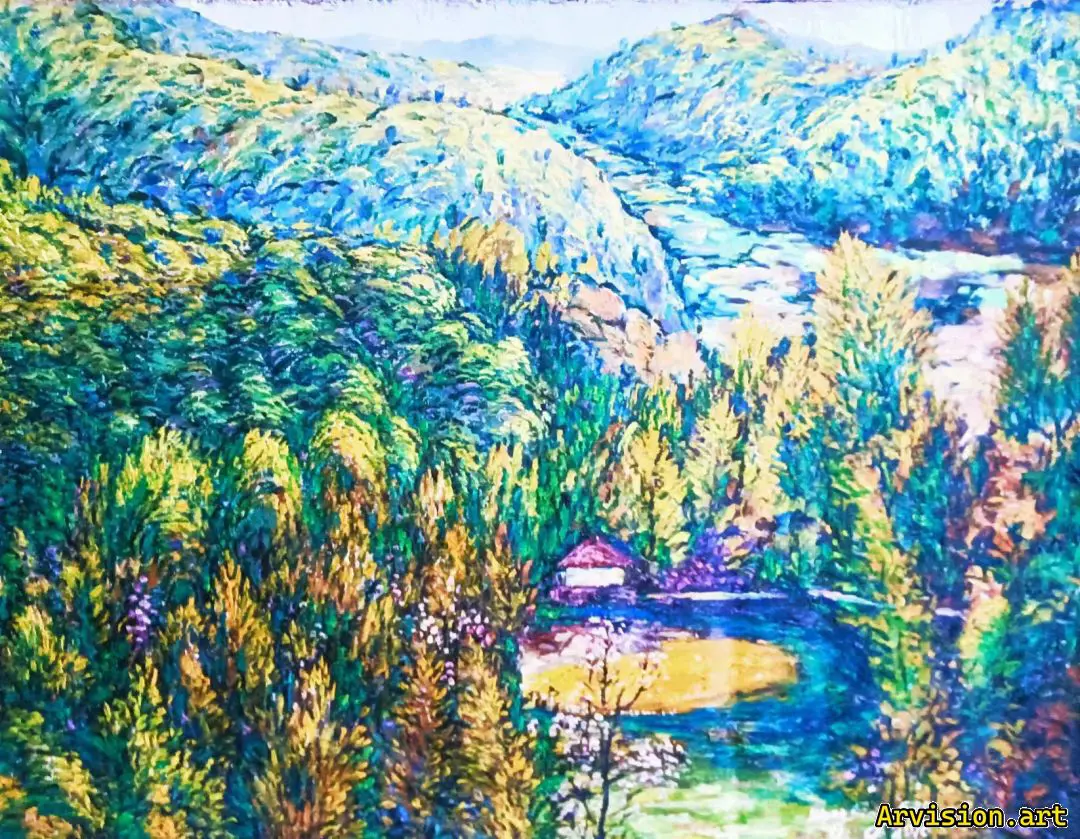 Wang Lin's Colorful Poetry Scenery in Oil Painting