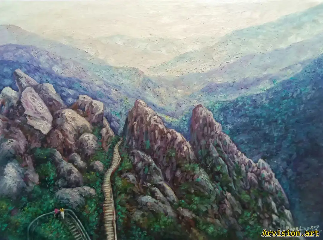 Wang Lin's Oil Painting: Spring Breeze Blows Green on the Dabie Mountains