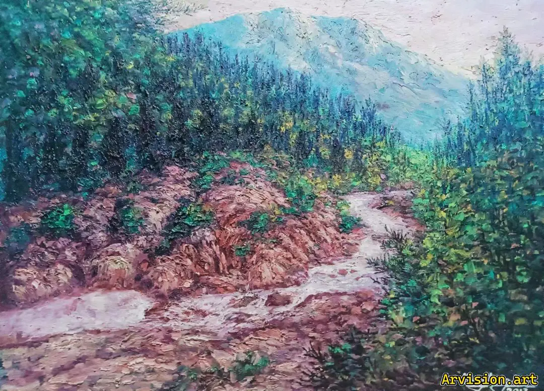 Wang Lin's oil painting on the source of the Huai River