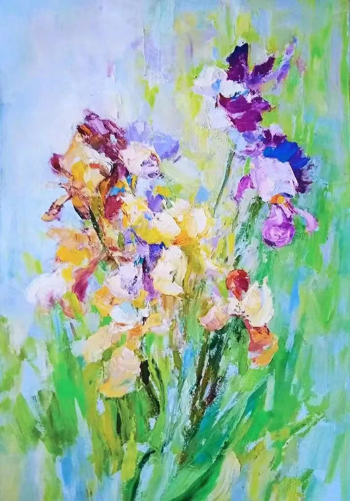 Wang Lin Oil Painting Flowers