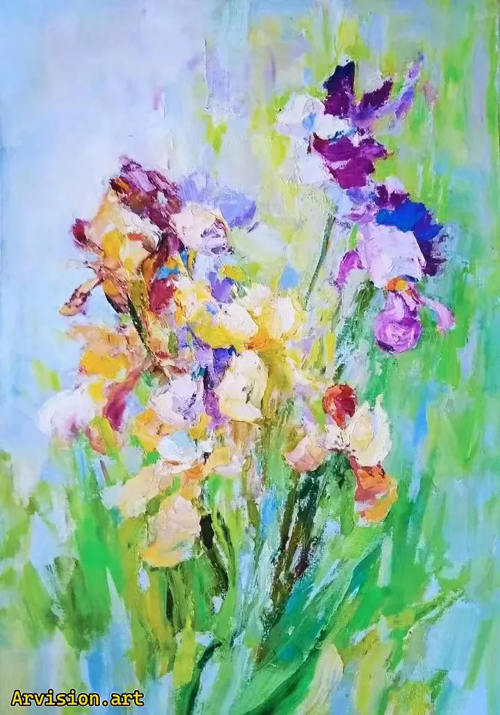 Wang Lin's oil painting of flowers