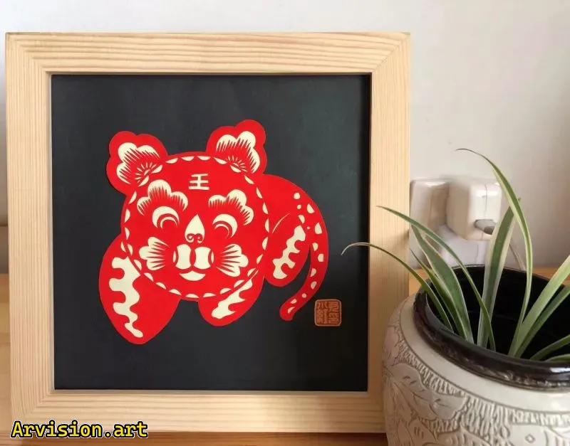 Chinese paper-cutting twelve zodiac animals series tiger