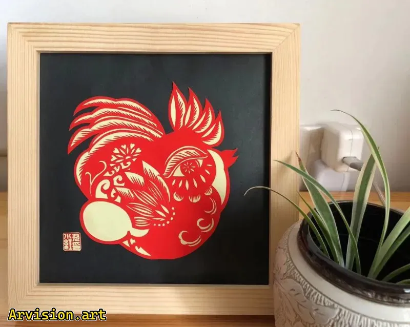 Chinese paper-cutting twelve zodiac animals series chicken
