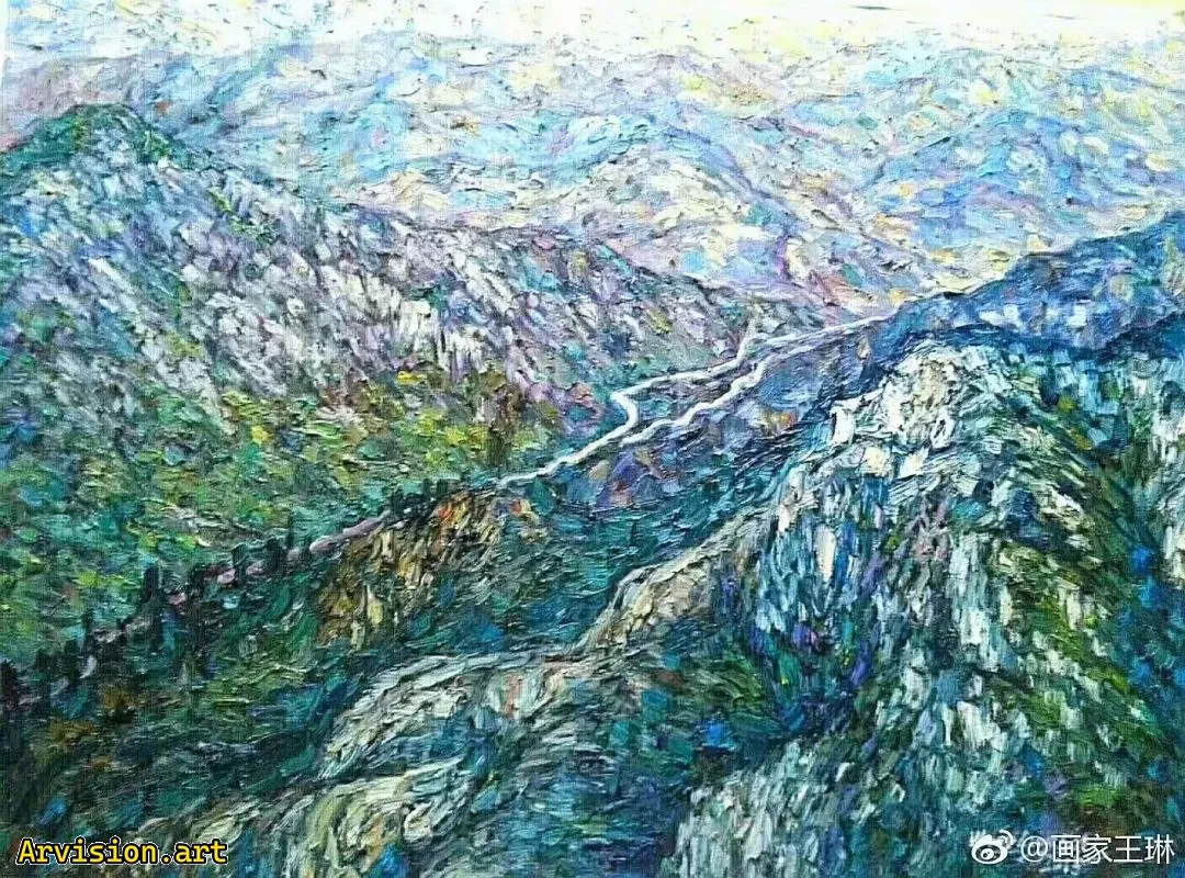Wang Lin's oil painting of the majestic Dabie Mountains