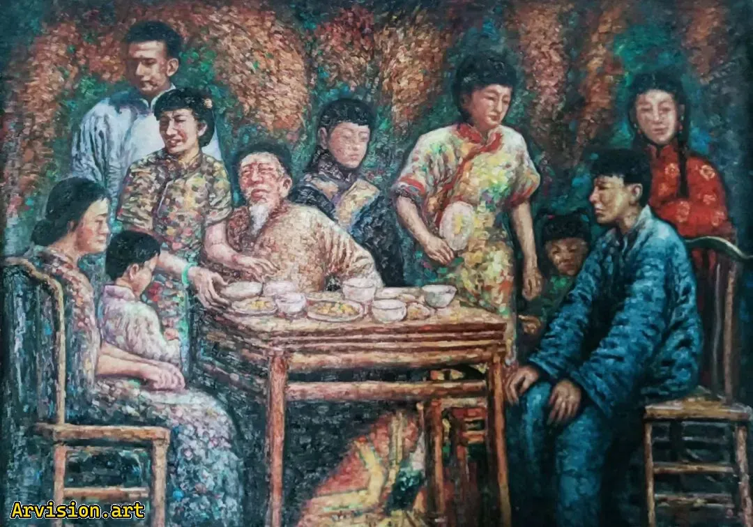 Wang Lin's oil painting works and family style