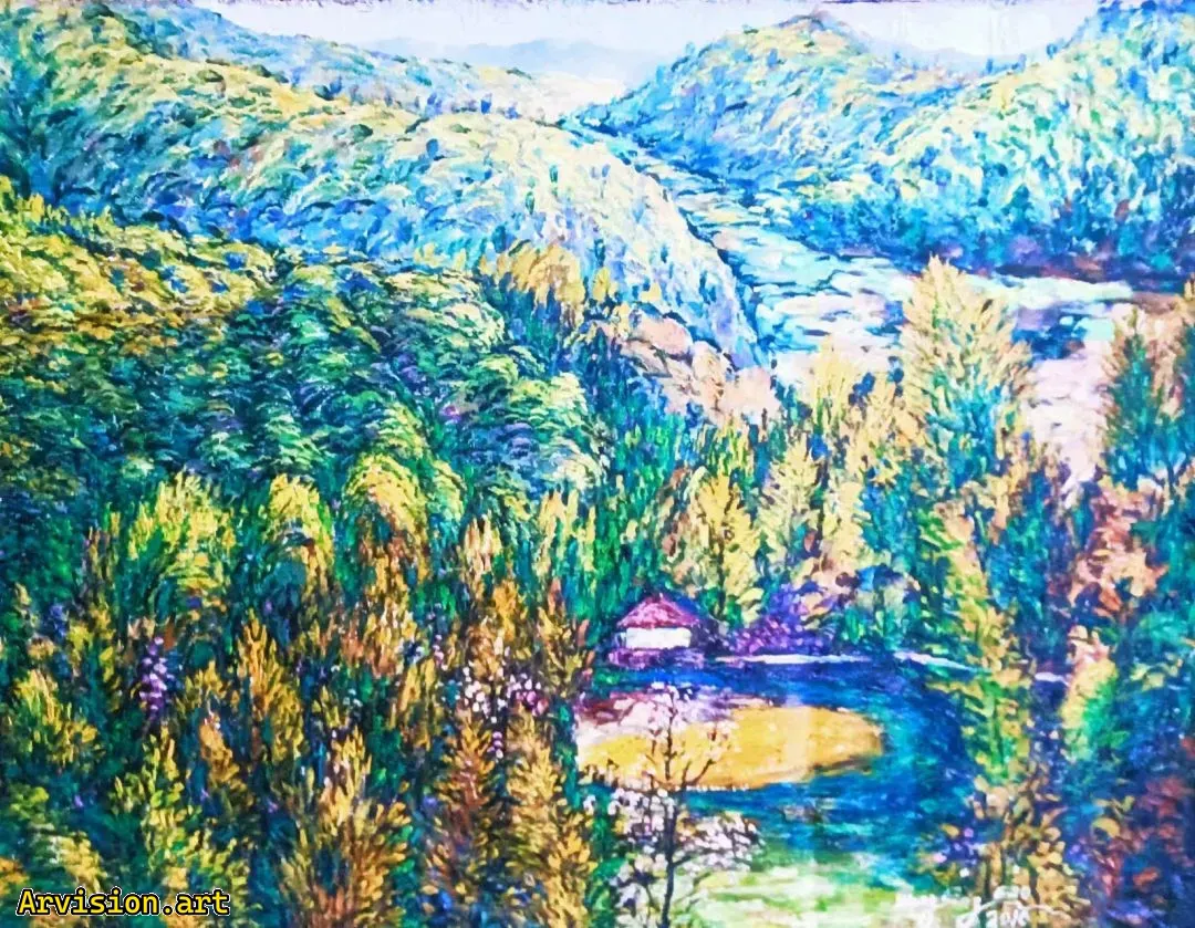 Wang Lin's Colorful Poetry Scenery in Oil Painting