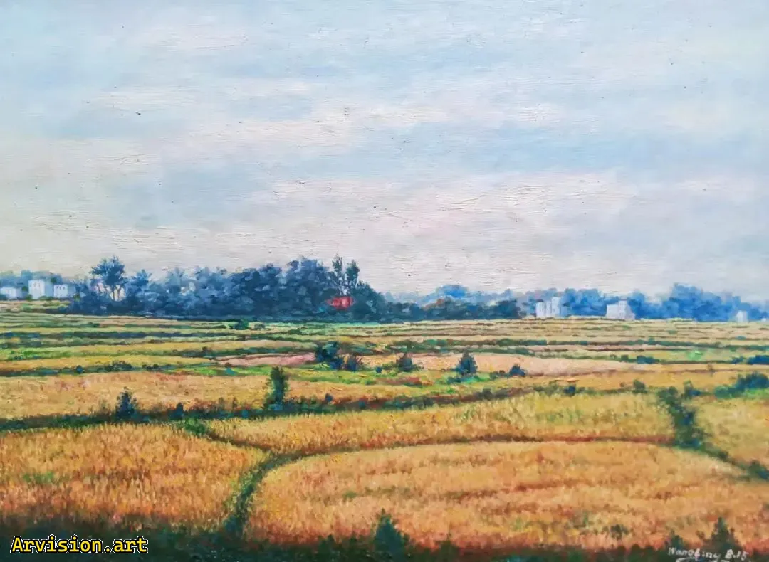 Wang Lin's oil painting shows that the rice is ripe