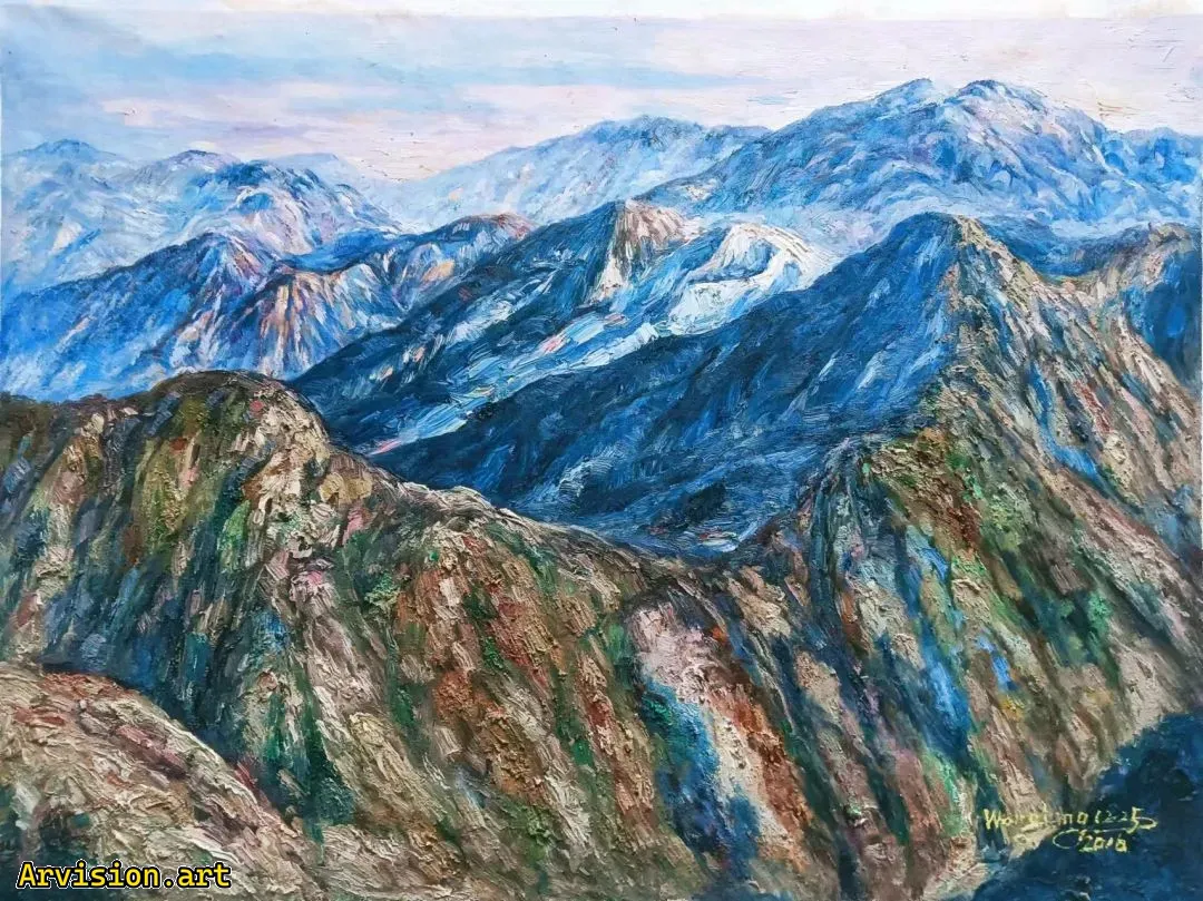 Wang Lin's Oil Painting: My Hometown, Dabie Mountain