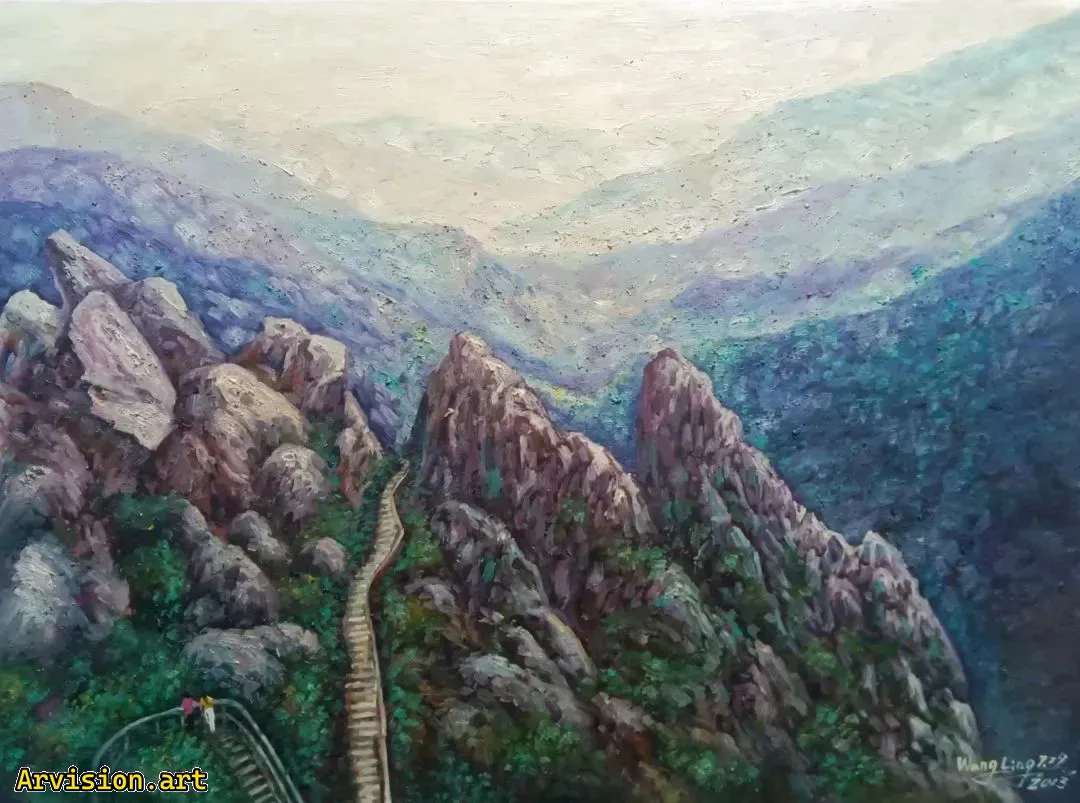 Wang Lin's Oil Painting: Spring Breeze Blows Green on the Dabie Mountains